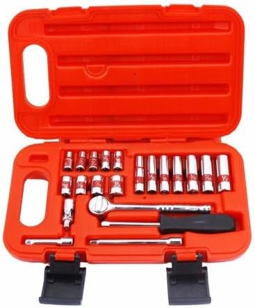 22pc 1/4" Dr Hi Viz Socket sae standard Shallow Deep Well Universal joint set