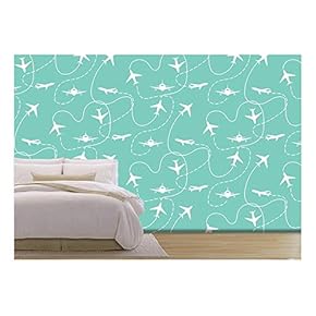 Vector - Travel Around The World Airplane Routes Seamless Pattern - Removable Wall Mural | Self-Adhesive Large Wallpaper - 66x96 inches