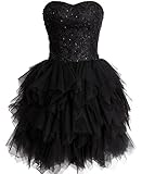 FAIRY COUPLE Tulle Strapless Evening Cocktail Party Homecoming Dress D0237 10 Black