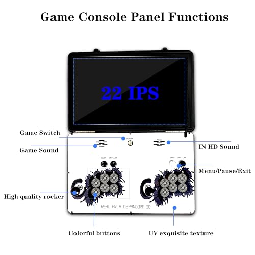 Portable 20000 in 1 Metal Box 3D Arcade Game Console, 22 inch Screen Retro Electronic Game Console, with Search/Hide/Save/Load/Pause Functions