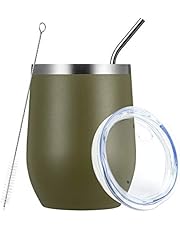 MEWAY 12 OZ Wine Tumbler Glasses with Lid - Stemless Double Wall Vacuum Stainless Steel Travel Tumbler - Keeping Cold & Hot for Wine, Coffee, Cocktails, Drinks-Family and Gifts