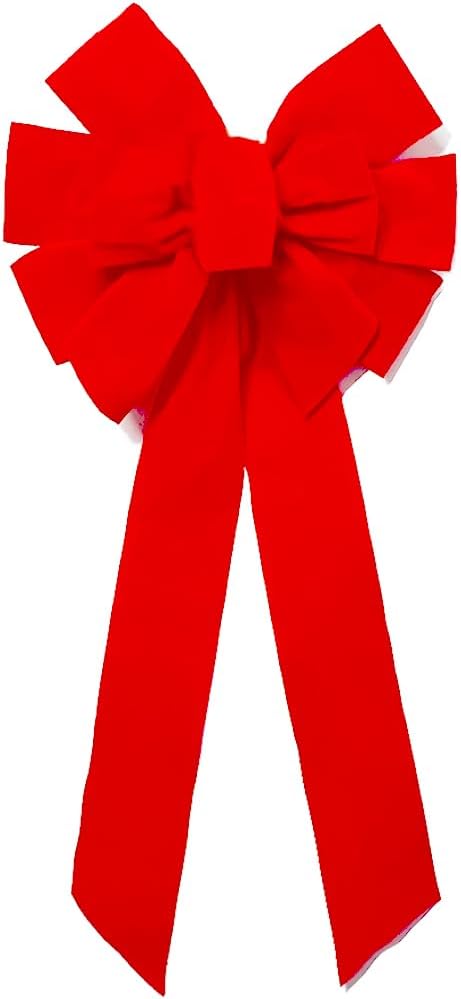 Bows & Ribbons - Christmas Red Large Bowknot - 19” by 10” Waterproof Velvet Bow for Car, Door, House - Jumbo Red Bow for Christmas Birthday Holiday Party Decorations - Durable and Festive Design - Easy to Hang and Use