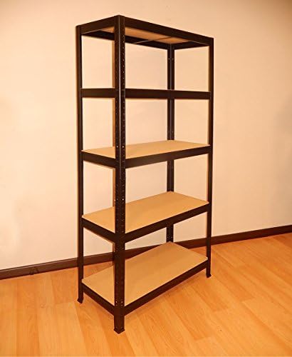 Metal shelf 180x75x35 with 5 floors, black, without screws, decorative for office or home.