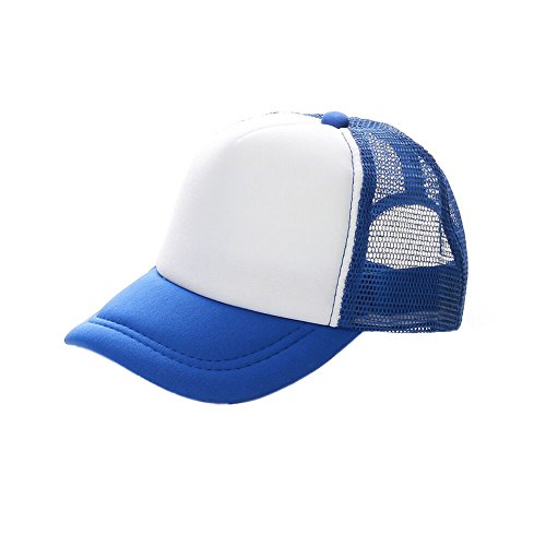 (Price/1 PCS) Opromo Kids Two Tone Mesh Curved Bill Trucker Cap, Adjustable Snapback ROYALBLUEWHITE-KID