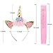 Cooper Fun Unicorn Birthday Set of Gold Glitter Unicorn Headband Pink Satin Sash for Happy Birthday Unicorn Party Supplies Favors Decorations