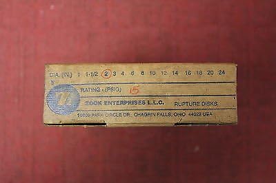 Zook industries 1MX2X15X22 2" 15 psi Mono rupture Disk 62581 010 New