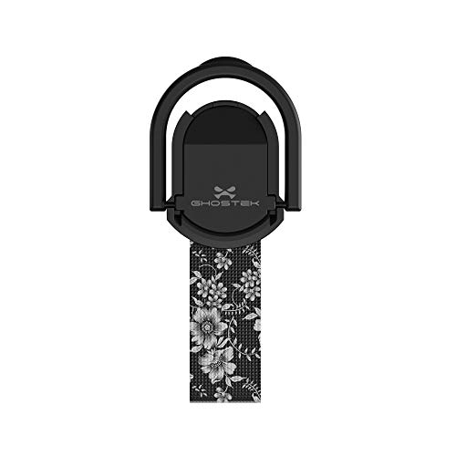 Ghostek Universal Magnetic Finger Holder Strap Grip Metallic Ring Kickstand | Compatible with iPhone X/Xs, Samsung s10 s10 Plus, S9, S8, HTC, LG, Google, Alcatel, OnePlus, Sony| Floral Black