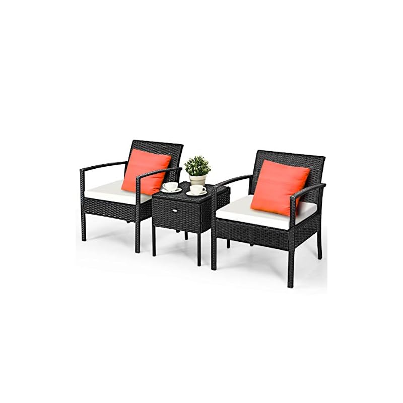 Ohana Mezzo 7 Piece Outdoor Wicker Patio Furniture Sectional Conversation Set Black Wicker With Gray Cushions No Beachfront Decor
