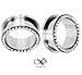 Ear Plugs Pair of 0 Gauge 8mm 316l Surgical Steel Screw-fit Ear Tunnels Features Clear Cz Jeweled 2pc By Eg Gifts