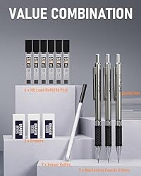 Nicpro 0.9 mm Mechanical Pencil Set with Case, 3PCS