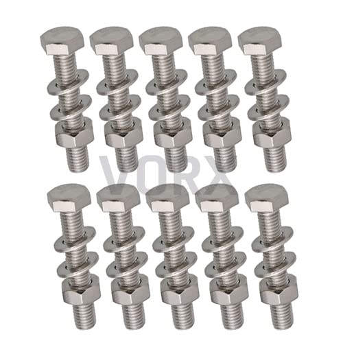 M8 Hex Head Nuts and Bolts - A2 Stainless Steel (304) Hexagon Screw Fully Threaded 10 sets (M8 X 10MM)