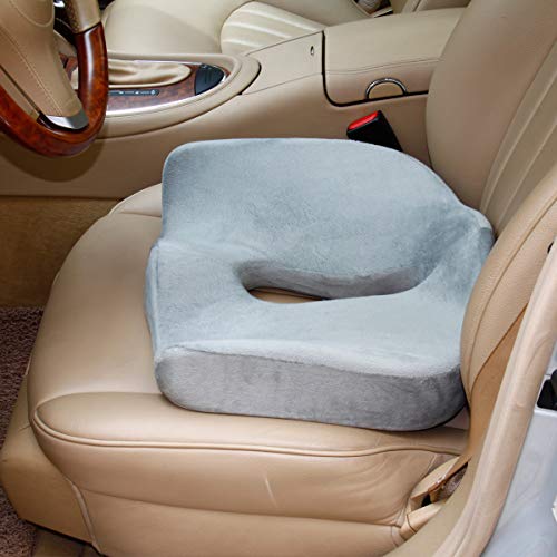 Memory Foam Orthopedic Seat Cushion for Lower Back Sciatica Coccyx and Tailbone Pain Relief - Perfect for Office Chair Car Seat Cushion Wheelchair Airplane Game Chair Qutool