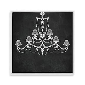 Framed Canvas Wall Art for Living Room, Bedroom Chandelier Silhouette XV Canvas Prints for Home Decoration Ready to Hang - 16x16 inches