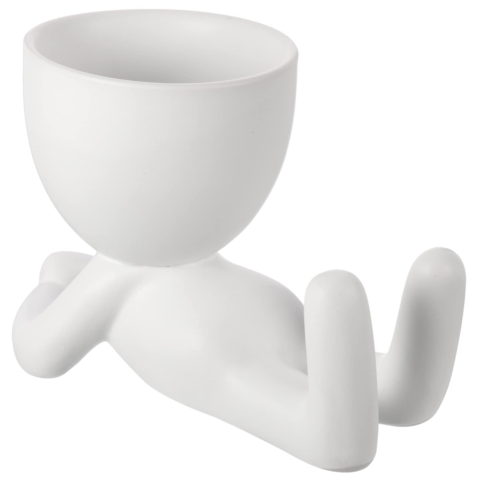 HOMSFOU Ceramic Plant Pot Human Shaped Planter Cute Succulent Planter Small Plant Vase Statue Planter Funny Flower Pots for Sculpture Decor White B