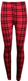New Womens Plus Size Tartan Swing Dress Check Block Leggings 12-22