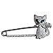 Ababalaya Women's Candy Cane Safety Crystal Cat Jewelry Pin Scarf Pin Lapel Brooch Sweater Pin (Silver Cat)