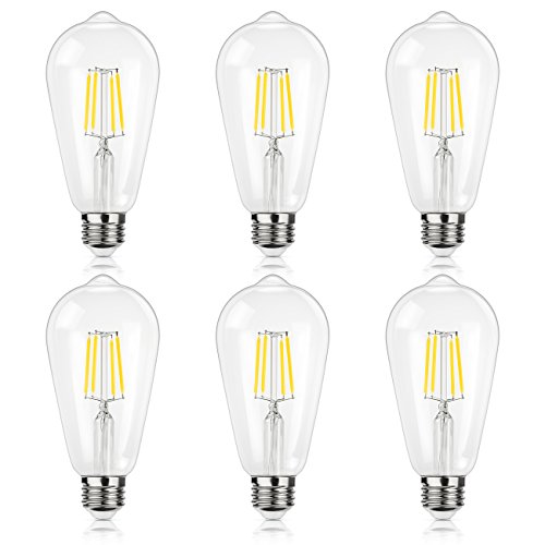 Antique LED Bulb, SHINE HAI 4W (40W Equivalent) ST64 Vintage Edison Light Bulb LED Lighting, 470 Lumen Neutral White 4000K E26 Base, ETL-listed, pack of 6
