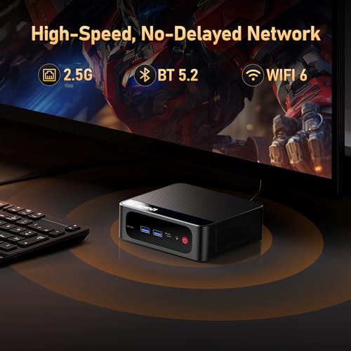 Beelink Mini PC, AMD Ryzen 5500U (6C/12T, Up to 4.0GHz), 16GB DDR4 500GB M.2 NVME SSD, Mini Computer Support 2.5G LAN/Triple Display/USB3.2/WiFi6/BT5.2 Home/Office Micro Desktop Computer