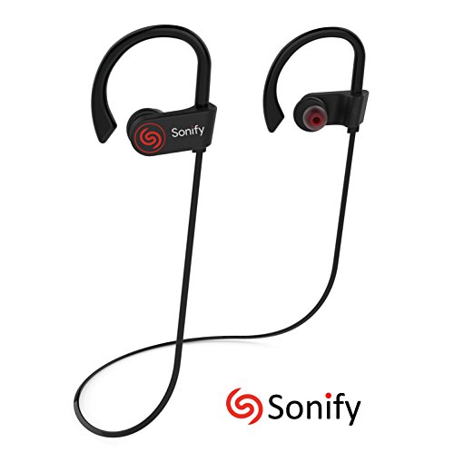 Wireless Headphones, Bluetooth Headphones, IPX7, Sweatproof, Waterproof Earbuds, Noise Canceling, Stereo Earbuds, W/Mic, Secures over the ear for, running, Gym, workout, up to 8 Hour Battery