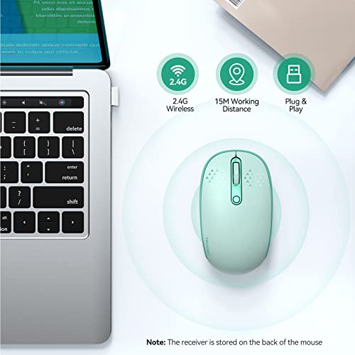 TECKNET Wireless Mouse, 2.4G Quiet Computer Mouse with USB Receiver, 4 Buttons Portable Cordless Mice for Chromebook, Laptop, PC, Mac, 800/1200/1600 DPI