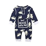 Toddler Infant Baby Girl Boy Long Sleeve Deer Romper Jumpsuit Pajamas XMAS Outfit Navy 3-6Months