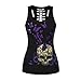 Womens Cut Out Skull Print Workout Yoga Tank Tops Sleeveless Summer T Shirt Vest (Butterfly Skull 002,L)