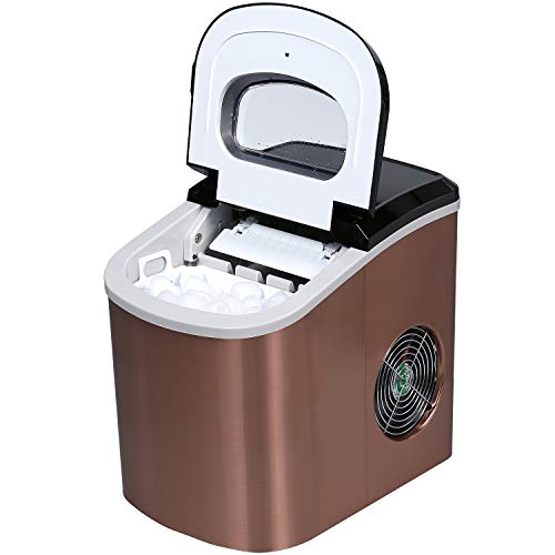 ADT Portable Countertop Ice Maker with a Ice Scoop 26 lb. Daily Capacity CopperColoured