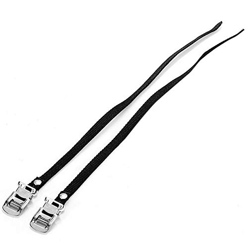 Lovelystar Cycle Toe Straps, 1 Pair MTB BMX Bike Cycling Pedal Nylon Straps Clips Replacement Black Pedal Toe Straps New Brand Durable - Thumbnail 3