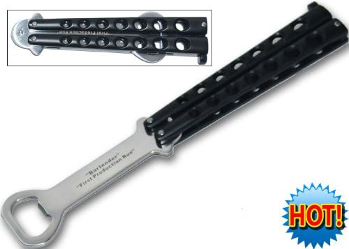 BP-6 The "Bartender"- Bottle xxPoZk9GI Opener Butterfly Style-Black w/ TzWxMvBszE Silver folding knife sharp edge yuu45672gh The "Bartender"- Bottle Opener Butterfly Style-Black w/ Silver. Butterfly bottle DiUplYJDUO opener instead of a blade. Made