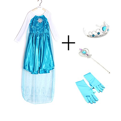 Girls Queen Princess Dress Up with Crown Wand Gloves Cosplay Party Costume Props Favors