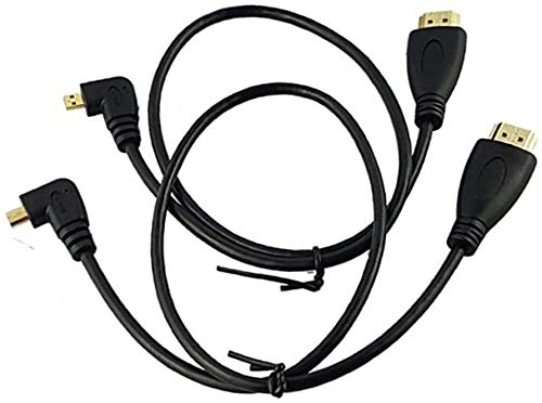 LiKuCo 2Pack 20" 50CM 90 Degree Angle Micro HDMI Male To HDMI Male Cable Adapter Connector (Black 1pcs left+1pcs right)