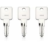 3-Pack 8064 Tool Box Replacement Keys, Compatible with Craftsman Sears Kobalt Husky Tool Box Locks, Cut to Code 8001&ndash;8225 Series