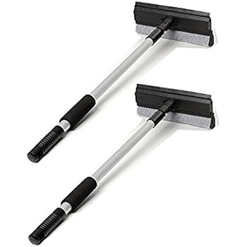 2 In 1 Telescopic Window Squeegee With Durable Squeegee Blade And Sponge Attachment - Window