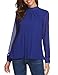 Soteer Women Chiffon Tops T-shirt Casual Scoop Neck Cuffed Sleeve Blouse, Royal Blue, Medium