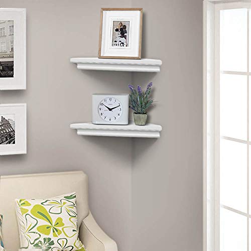 ZGZD White Corner Floating Shelf Wall Storage Display Shelves for