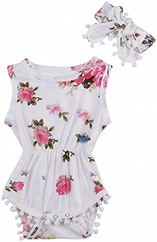 Baby Girl Romper With Headband Newborn Sleeveless Jumpsuit Set Bodysuit