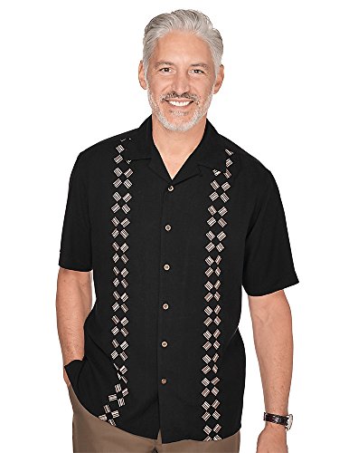 Silk Embroidered Sport Shirt Black 2xl 