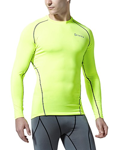TM-R11-CTGZ_Small Tesla Men's Long Sleeve T-Shirt Baselayer Cool Dry Compression Top R11