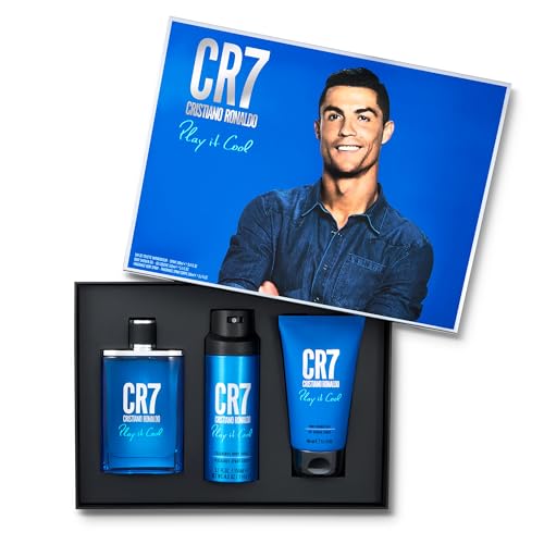 Cristiano Ronaldo CR7 Play It Cool Set de Regalo - Perfume Casual para Hombres - Spray Corporal y Gel de Ducha Revitalizante con Aroma Fresco - 3 pz