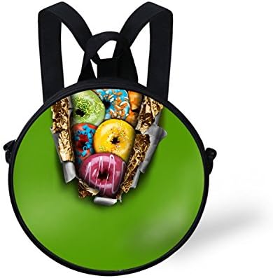Green wrapped donut print backpack backpack for women backpack for men Small Round Toddler Baby School Bags