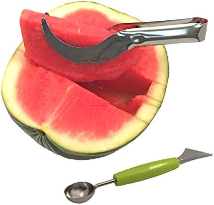 Stainless Steel Watermelon Slicer Corer &amp; Server Cutter Knife &amp; Melon Baller Carver Knife - Kitchen Gadget Set