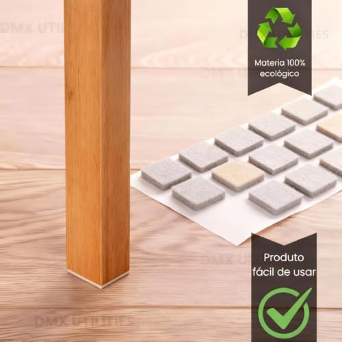 Kit 50 Feltro Adesivo Protetor para Pé de Cadeira, Sofá e Móveis Pesados Proteção e Durabilidade Ideal, Antideslizante Quadrado