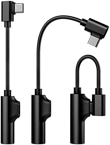 Type – C to 3.5mm Headphone Audio Jack Adapter, Virwir 2 in 1 USB C to 3.5mm Audio Converter, Female Stereo Microphone Connector Cable for XiaoMi 6, Huawei, Nubia N17(One-Piece Black)