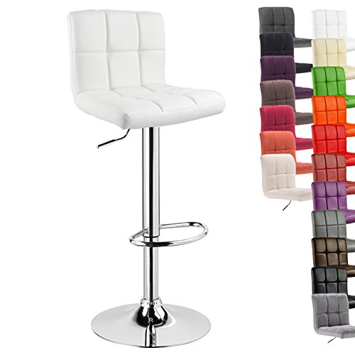 WOLTU® 1 x Barhocker Barstuhl Tresenhocker Stuhl drehbar und höhenverstellbar Tresen Hocker Kunstleder Weiss 9108-1 – Bild 3