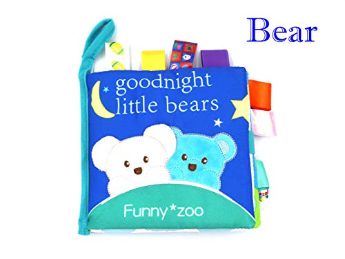 FGen 0-2 Years Old Baby Bear Cloth Book Three-Dimensional Cloth Book Early Education Tear Bad Label Cloth Book Label Rattle Toy - Thumbnail 3
