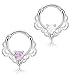 FUNRUN 2PCS 16G Stainless Steel Created-opal Septum Ring Hoop Nose Ring Body Jewelry Piercing White Purple