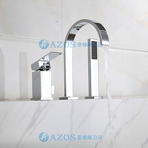 Azos Split Bathtub Faucet Thicken Extended Brass Chrome Cold And