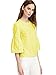 Floerns Women's Bell Sleeve Beading Casual Blouse Top Yellow L