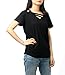Cute Shirts for Women Criss Cross V-Neck Trendy Short Sleeve Tops(Black,M)