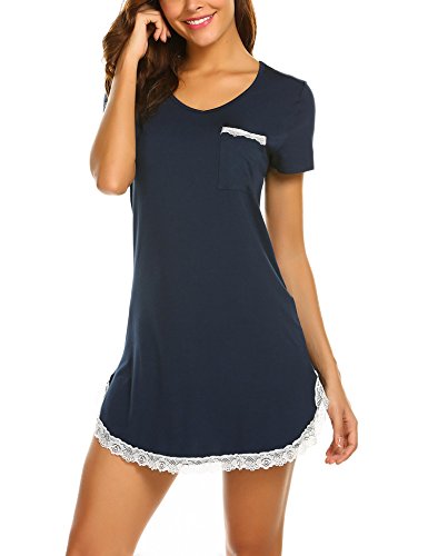 MAXMODA-Nachthemd-Damen-Schlafshirt-Nachtkleid-Kurzarm-Sexy-Sleepshirt-S-XXL